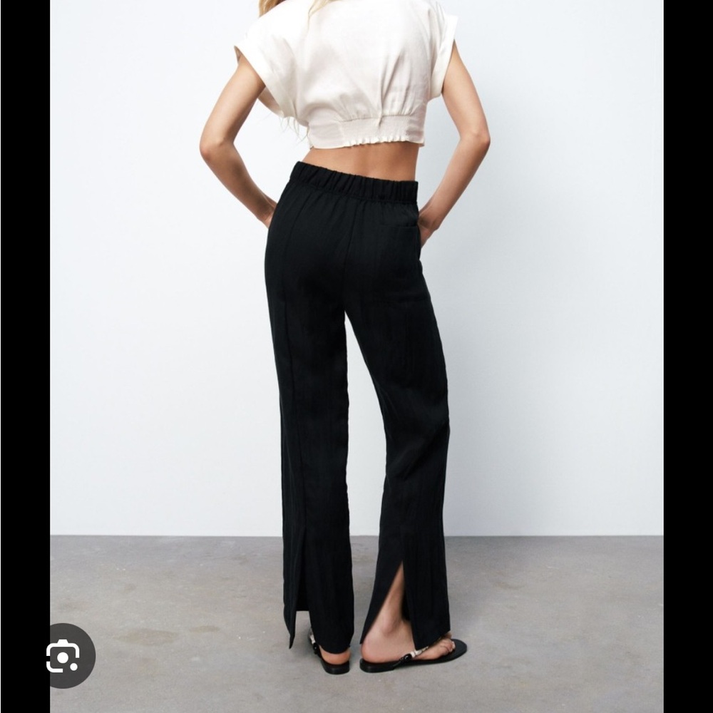 Zara back slit elastic waist pants